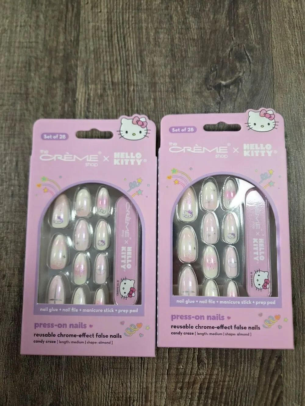 Hello Kitty x The Crème Shop Press-On Nails Set of 28 Purple Cat Eye Almond x2